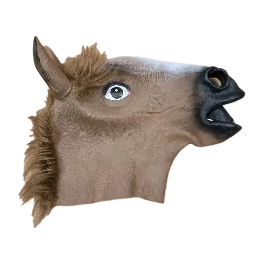 Adult Horse Head Halloween Mask Animal Cosplay Costume Party EUC